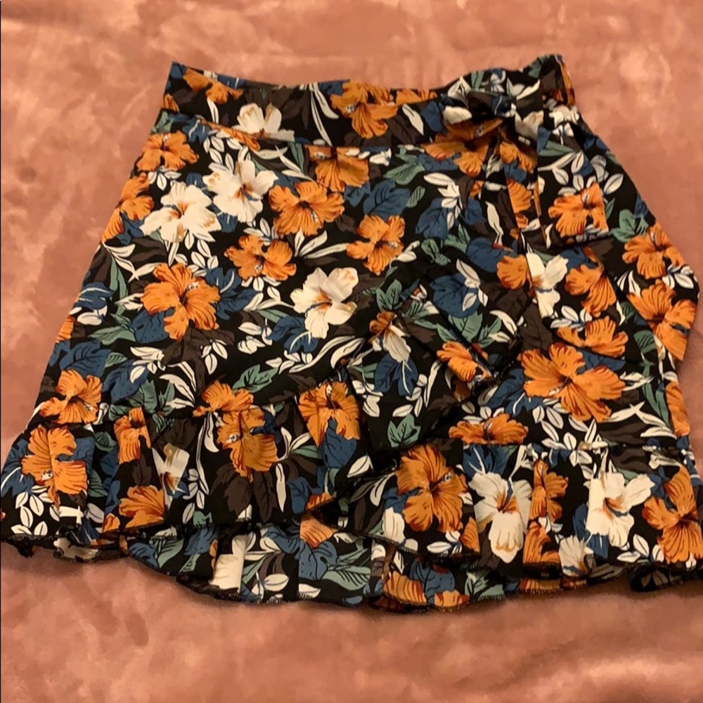 Mini floral wrap skirt